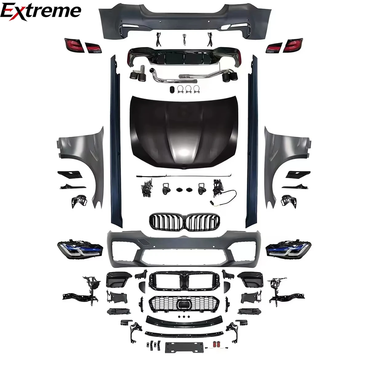 Contain Side Skirt Hood Bumpers Body Kit for BMW 5 SERIES F10 2011-2017 Upgrade to G30 M5 2021 Style.