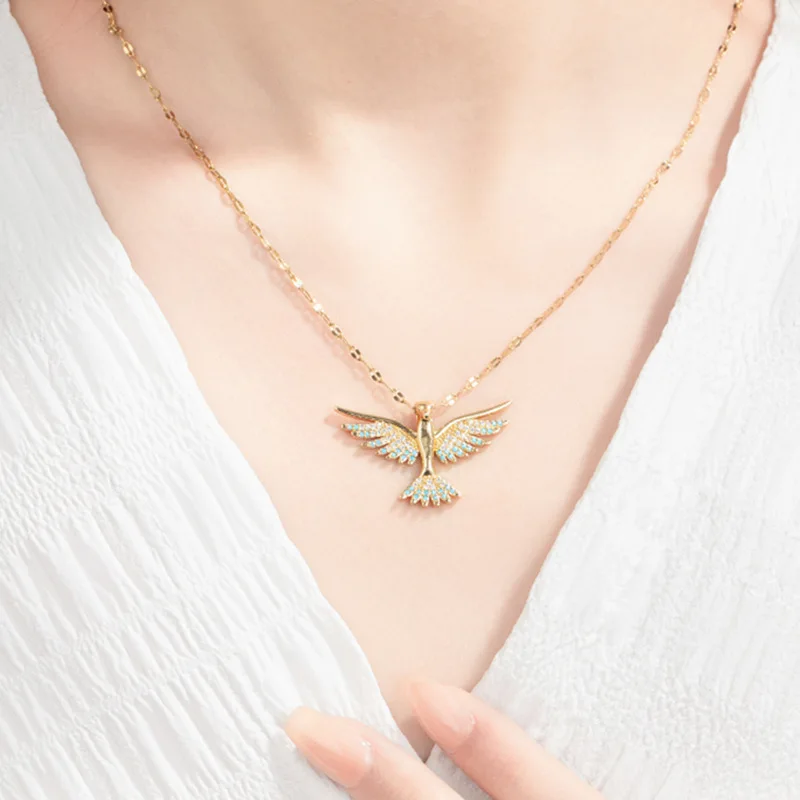 New Design Vintage Alloy Adjustable Rhinestones Eagle Pendant Clavicle Chain Woman Necklaces Jewelry Choker Gift Party