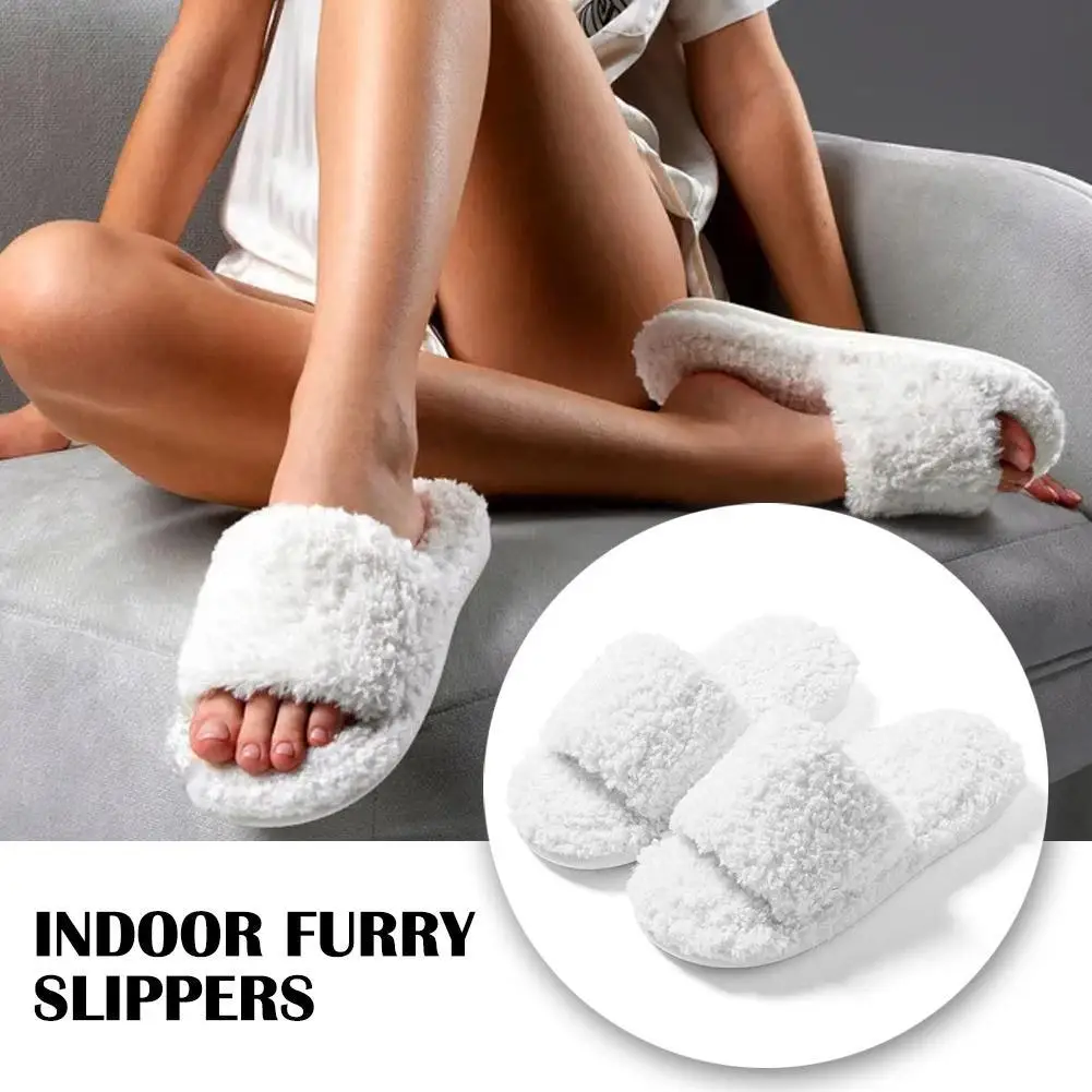 

Fluffy Plush Women's Slippers Home Luxury Designer Woman Casual Shoes Flats Fashion Fuzzy Fur Slides New Winter Plush Slippers