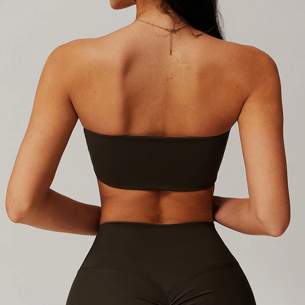Sports Underwear Women Fitness Bra Intimate Strapless Bustier Bandeau Breathable Wrapped Chest Sports Bra Fitness Tops Yoga Bra image 3