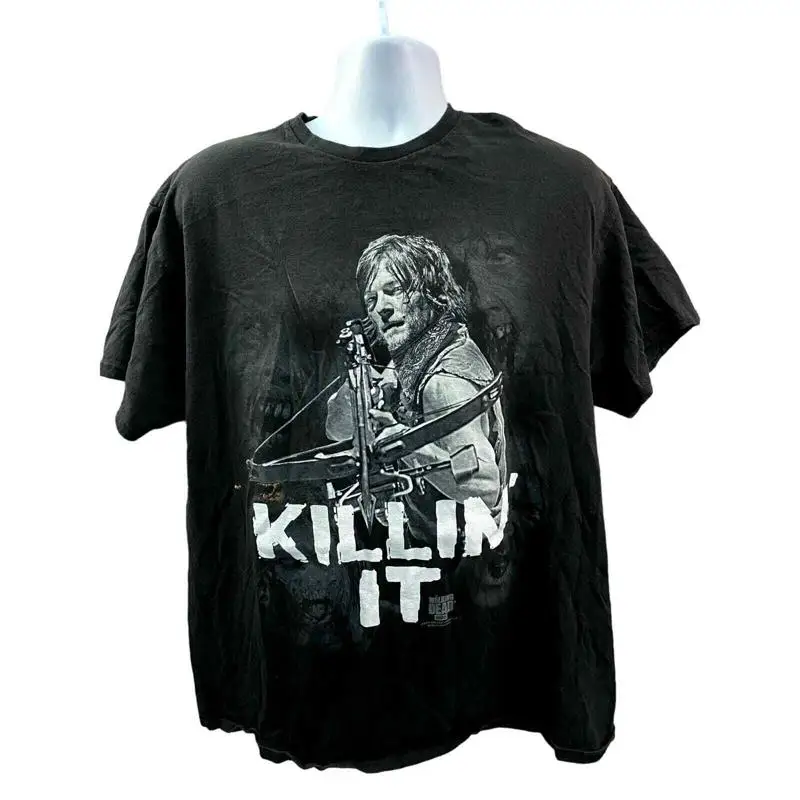 The Walking Dead Camisa Hombre XL Negro Daryl Dixon Killing It Gráfico 2014