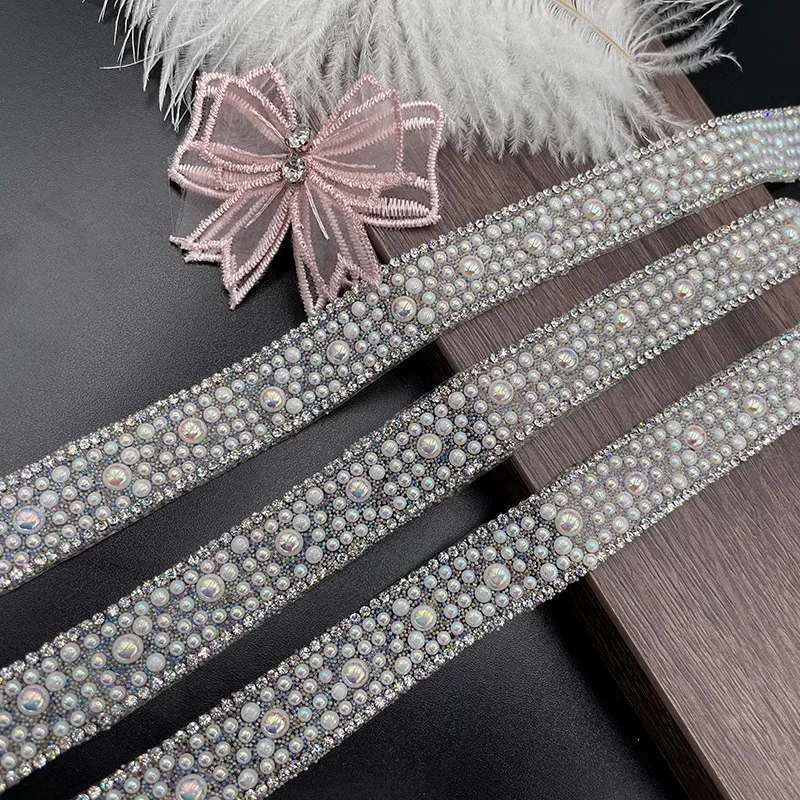 

2yard Sparkling Diamond Sticker rhinestones crystal DIY clothing bags shoes accessories waist decorations rhinestone trim