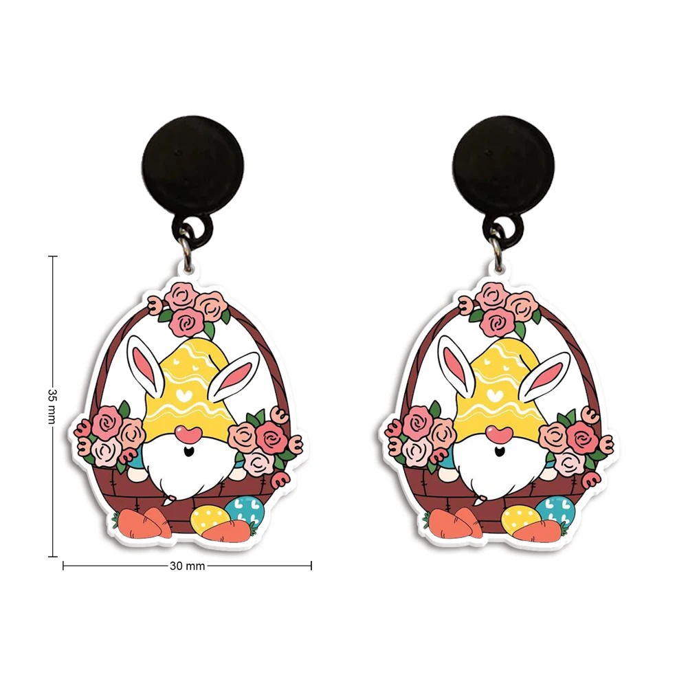 W Factory Best Selling Cartoon Easter UV Printing Acrylic Stud Earrings Festival For Women Jewelry