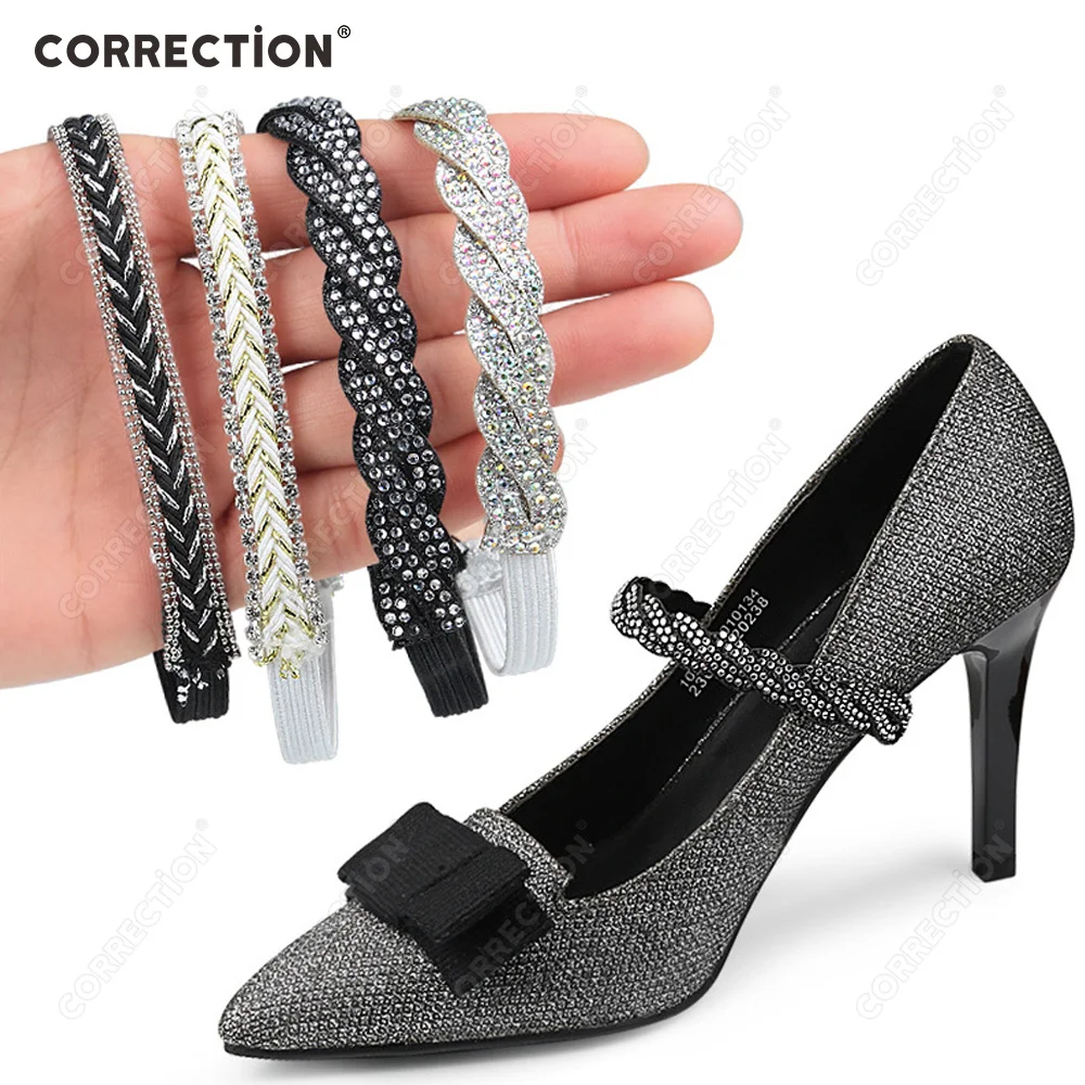 Shiny Shoe Decoration Anti-drop Heel Straps For High Heels Adjustable Non-slip Straps Sandals Toe Laces High Elastic Shoelaces