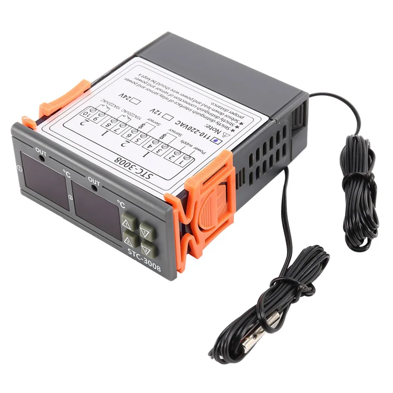 

ABZZ-4X Stc-3008 110-220 В двойной цифровой термостат регулятор температуры для инкубатора термостат гигрометр осушитель