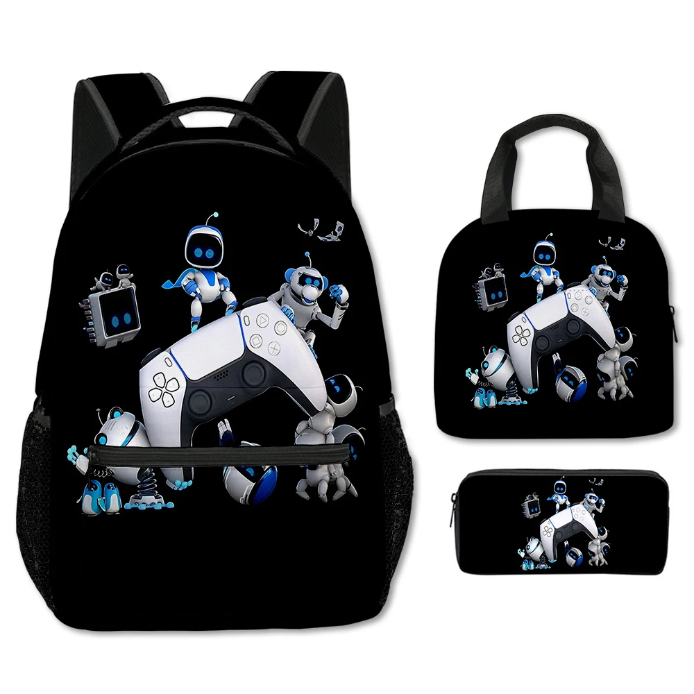 Trendy Giovanile Nuovo astro bot Stampa 3D 3 pz/set Borse da scuola per studenti Zaino per laptop Zaino Borsa da pranzo portatile Astuccio per matite