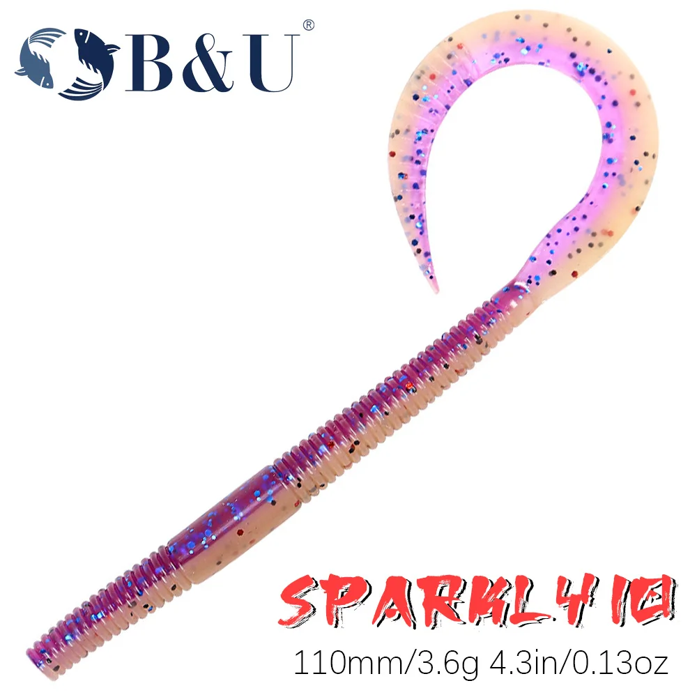 

B&U-Soft Silicone Worm Lures, Artificial Bait, Swimbait Shad, Bass Pike Fishing, Jigging Wobblers, 110mm, 5Pcs