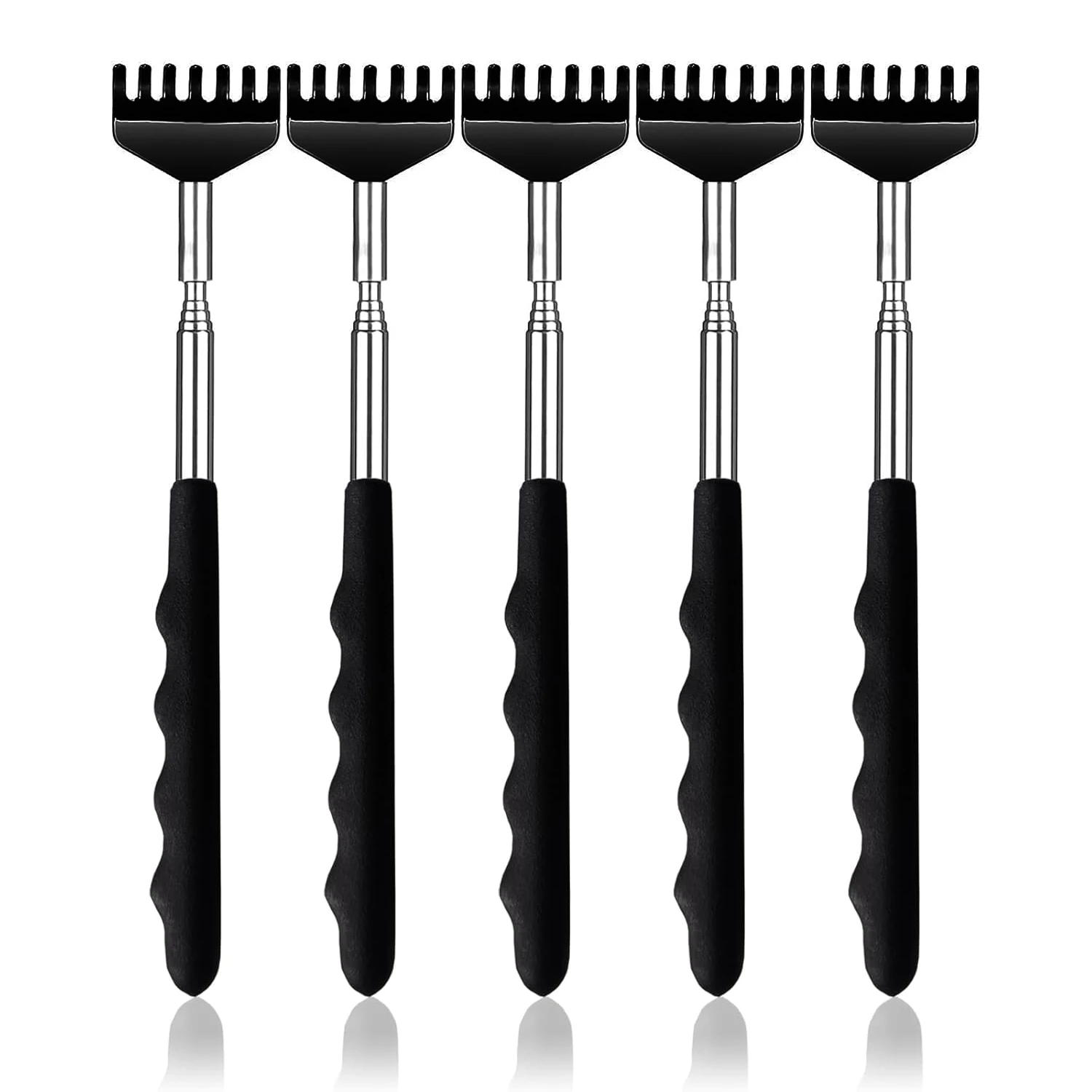 Grattoir à dos télescopique, manche extensible, outil de massage portable en acier inoxydable pour hommes et femmes, masseur de dos télescopique 1