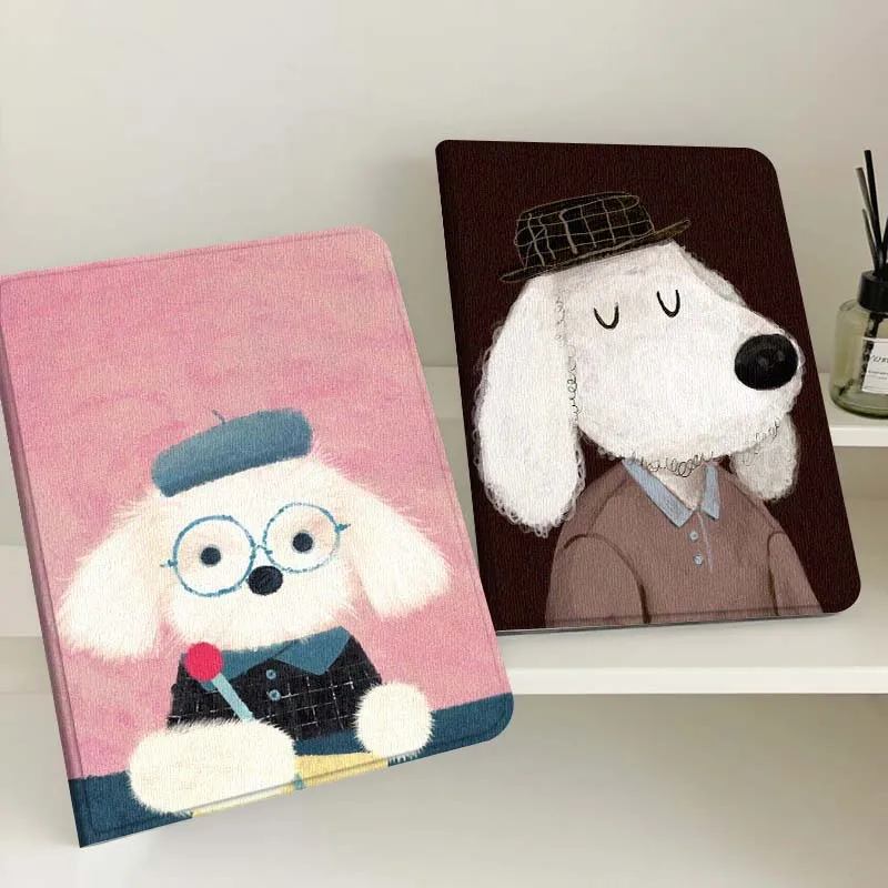 

Cartoon White Dog Glasses Gift Tablet Case For Samsung Tab Galaxy S6 S11 A A7 A8 A9 A11 10.1 10.4 10.5 Plus Lite