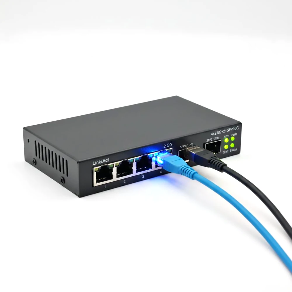 6/9 Port 2.5Gb Ethernet Switch with 2.5G RJ45 Interface, Equipped with 10G SFP+ Port, Plug-and-Play Network Switch