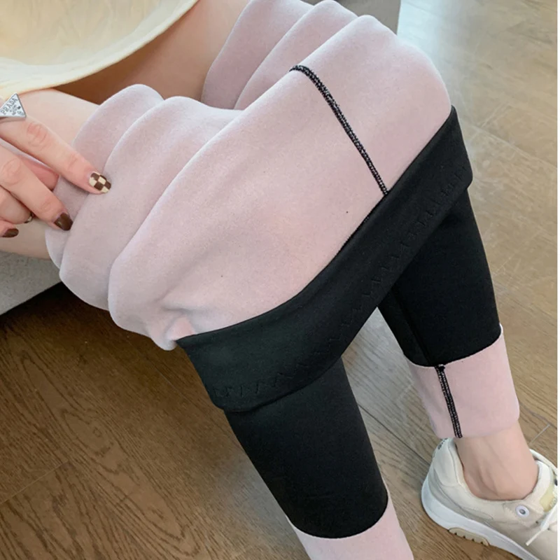 秋冬新ベルベットサメレギンス女性の基本的な肥厚無地暖かいパンツ弾性ウエスト痩身スポーツフィットネスパンツ