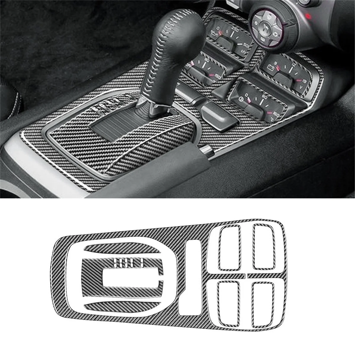 For Chevrolet Camaro 2010-2015 Real Soft Carbon Fiber Car Gear Shift Panel Trim Sticker Interior Accessories LHD