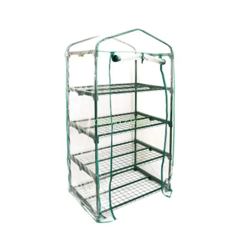 X90F 2/3/4/5 Tier Greenhouse PVC Cover wih Roll-Up Zipper Door Plant Grow Bags Foldable Transparent Tent Planting Supplies