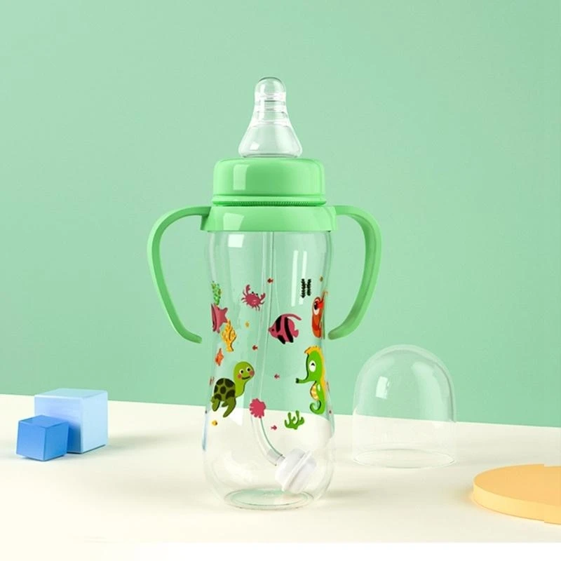 Baby PP Bottle with Gravity-Ball Mark Mouth Newborn Baby Bottle with Handle Baby