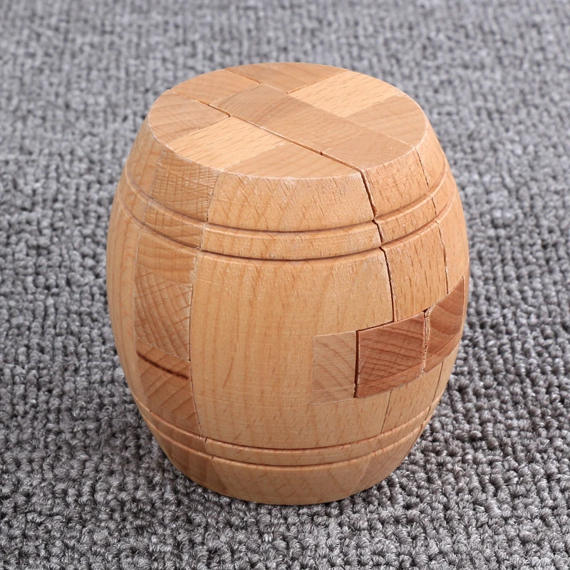 Barrel Wooden Puzzle Unlock Interlock Brain Teaser Toys For Adults And Kids Assembly & Disentanglement Unique Learning Gifts