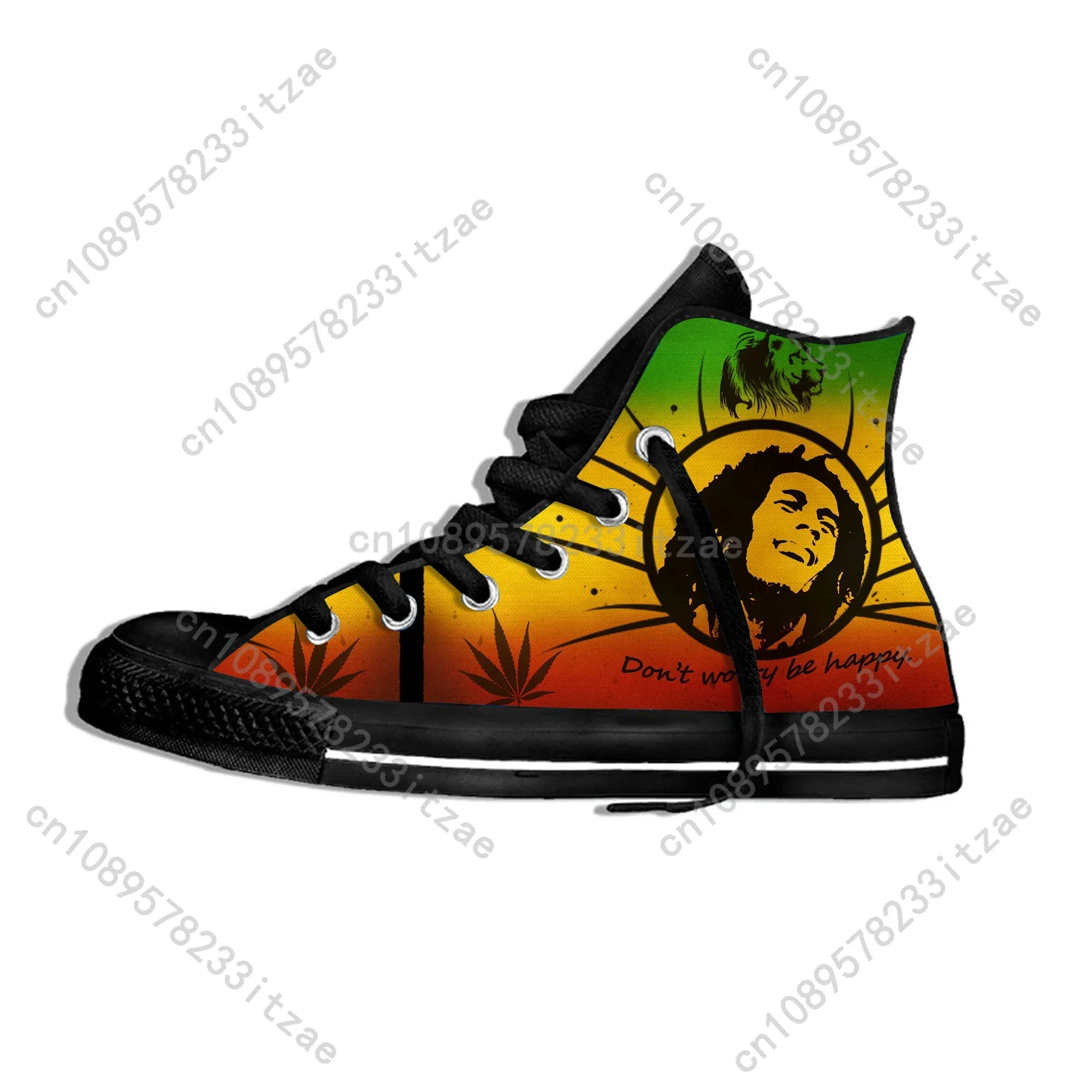 Sepatu Kanvas High Top Ringan Desain Baru Musik Reggae Bob Marley Legenda Musim Panas Sepatu Kets Kasual Pria Wanita