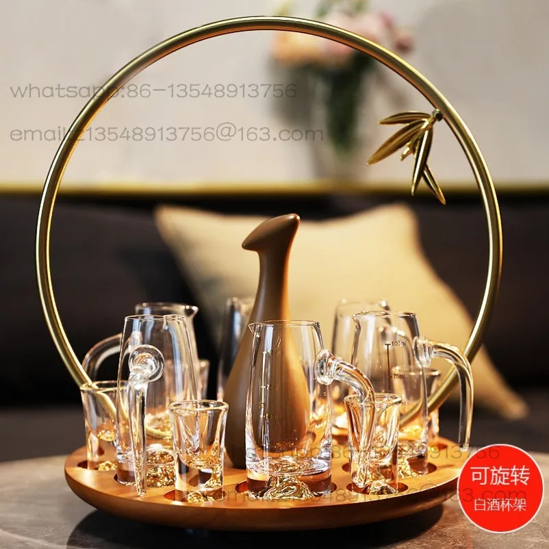 

Light Luxury European Crystal Glass Baijiu Cup Wine Dispenser Shelf Set for Home Use