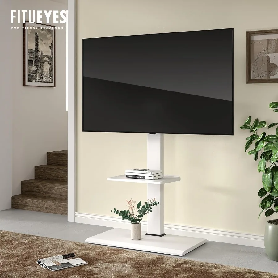 Tall Corner Floor TV Stand with Iron Base and Swivel Mount Designed for 5085 Inch Large LCD LED TVs Adjustable Height Shelf Sup