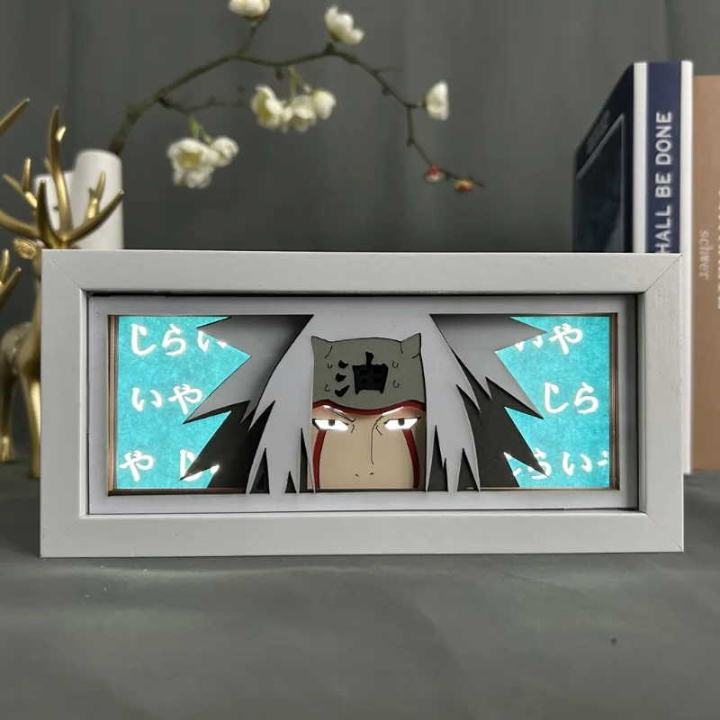 Luz nocturna de Naruto Usb, luz de Anime, decoración de dormitorio, lámpara de tallado de papel de Manga, decoración de escritorio, marco de fotos Sasuke