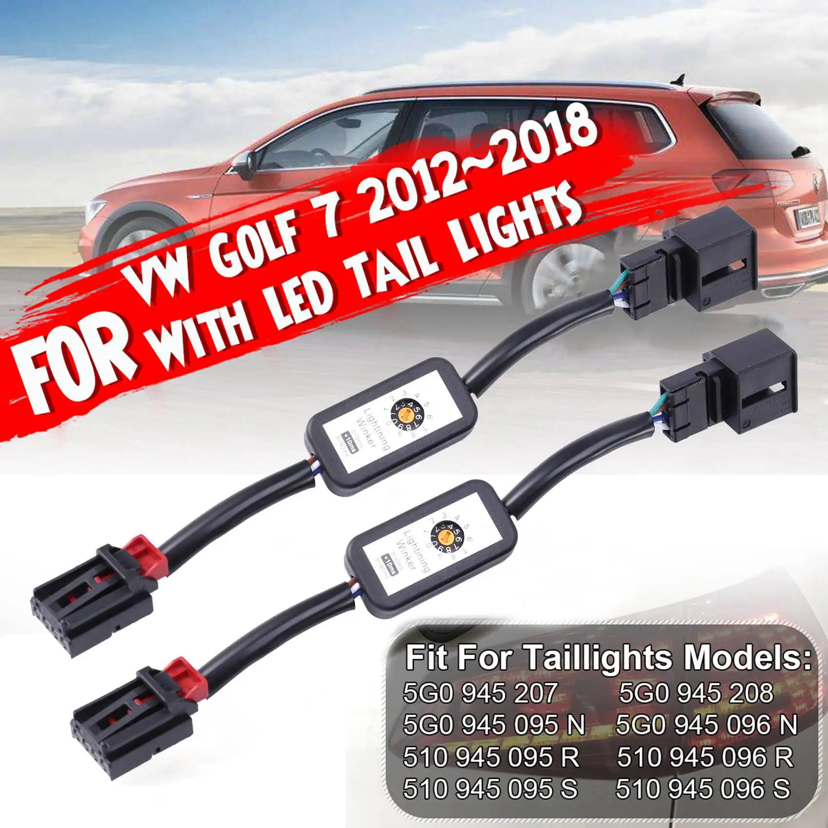 Unusual 4Pcs Dynamic Turn Signal Indicator LED Taillight Add-On Module Cable Wire For Golf 7 Tail Light