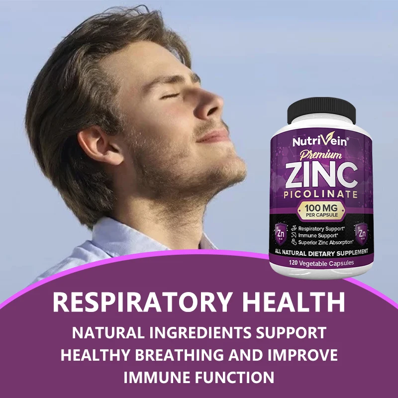 Zinc Picolinate 100 Mg - Immune Defense Strengthens The Immune System and Cell Regeneration - Absorption of Essential Elements