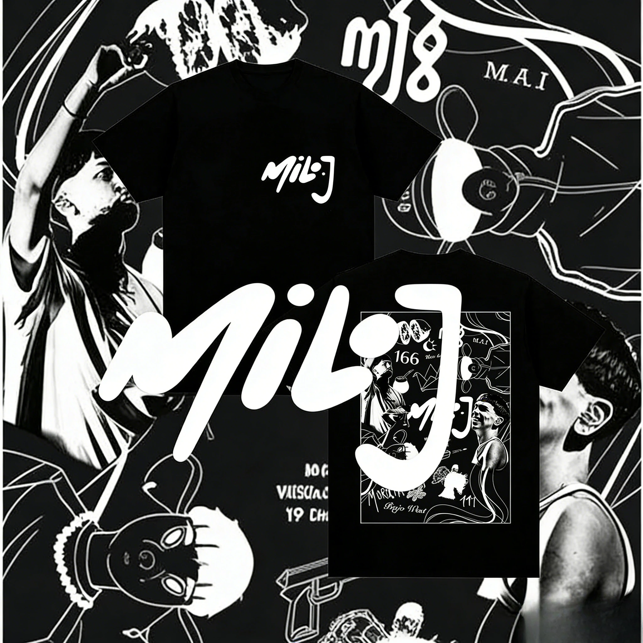 Rapper Milo J Madrid Wizink Center Tour Men and Women Casual Fashion Retro 2025-26 Summer Pure Cotton 100% Printed T-shirt