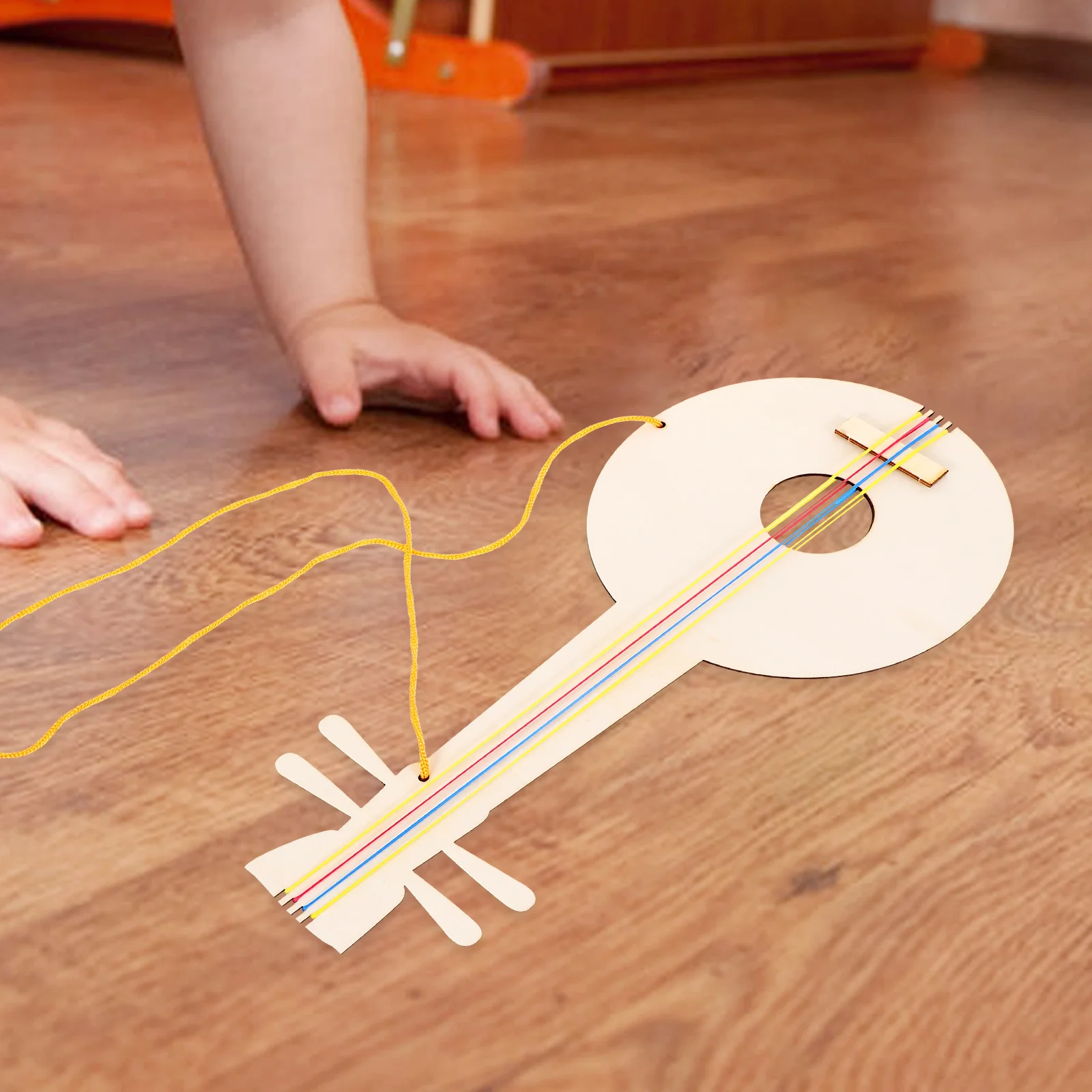 Guitarra de madera DIY, artesanía sin terminar, duradera, resistente, fácil montaje, mejora la imaginación de los niños, pintura, juguete de guitarra sin terminar, 2 uds.