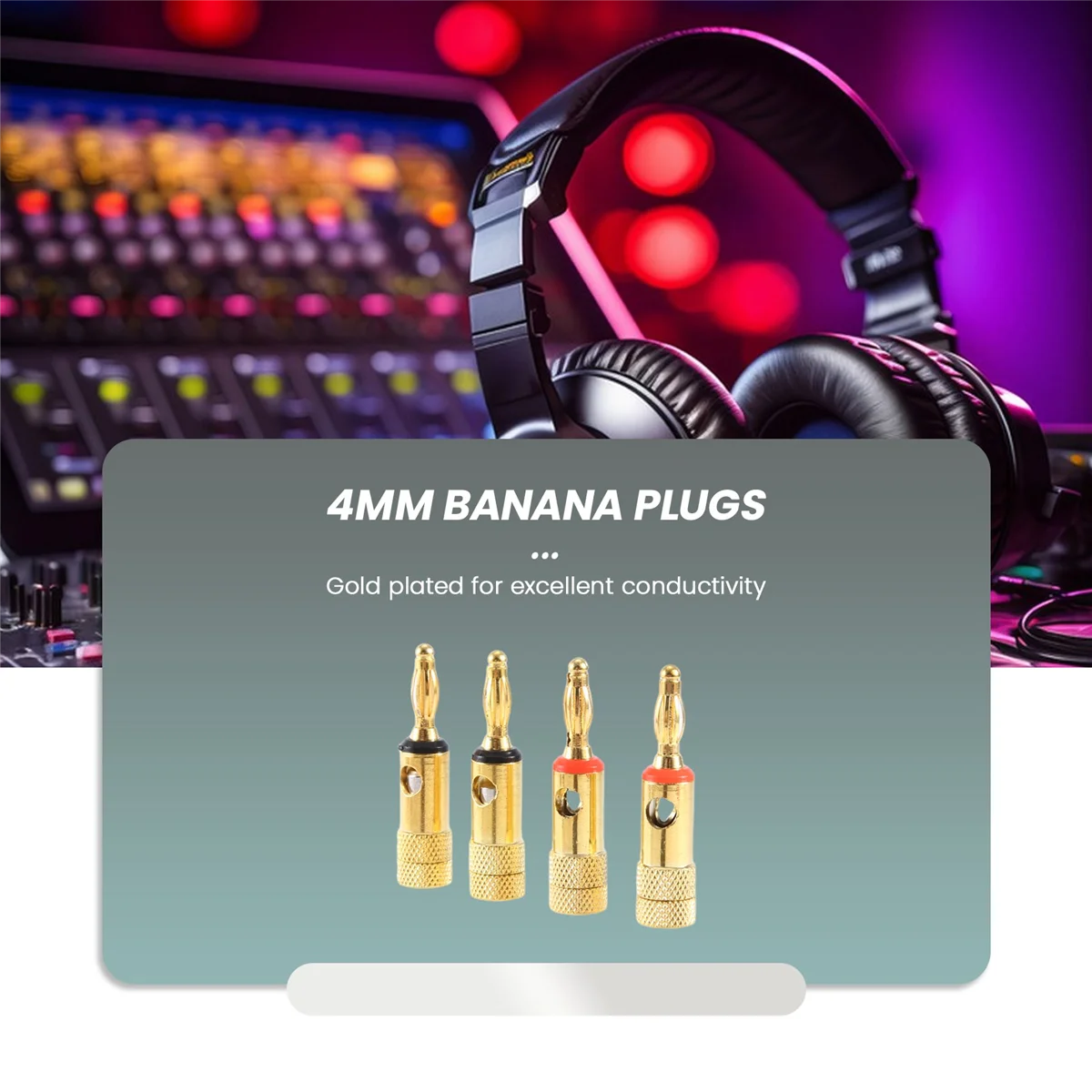 Gold plated Banana Plugs 2 Red 2 Black 4mm 4 pcs LL68-4BP1JAS