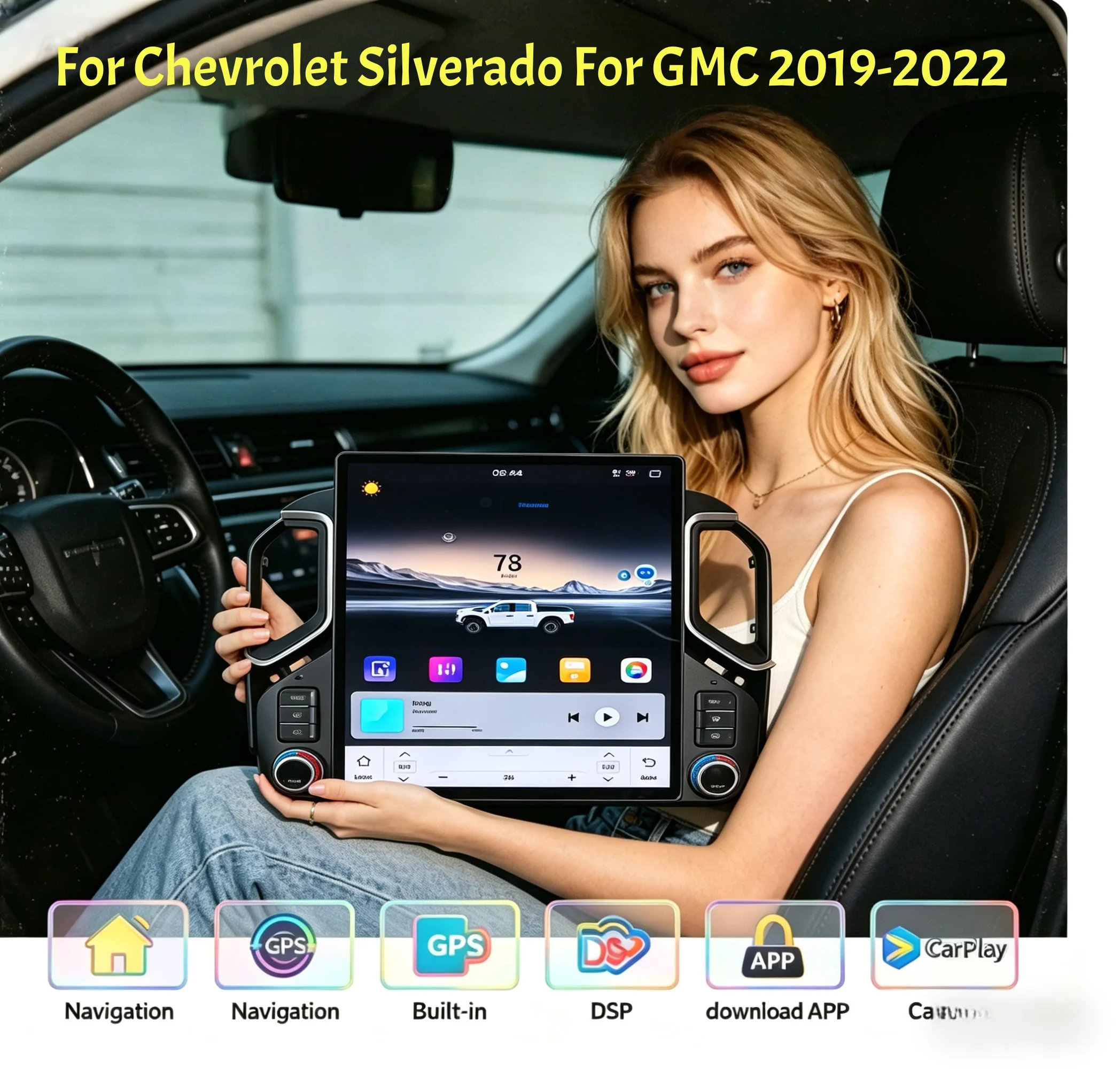 

15.6 Android 13 Car Radio for GMC Sierra Chevrolet Silverado 2019 2020 2021 2022 Wireless Carplay Car GPS Navigation Multimedia
