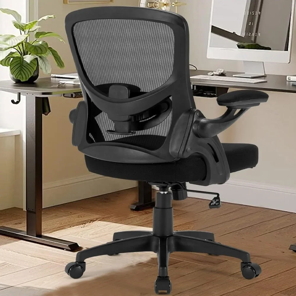 Chaise de Bureau Ergonomique en Maille, Confortable avec Accoudoirs Rabattables