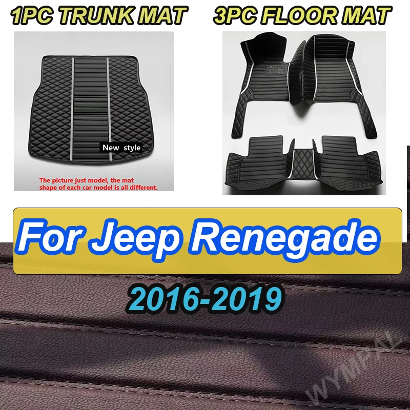 

LUXURY Car Floor Mats For Jeep Renegade 2016 2017 2018 2019 Auto Luxury Leather