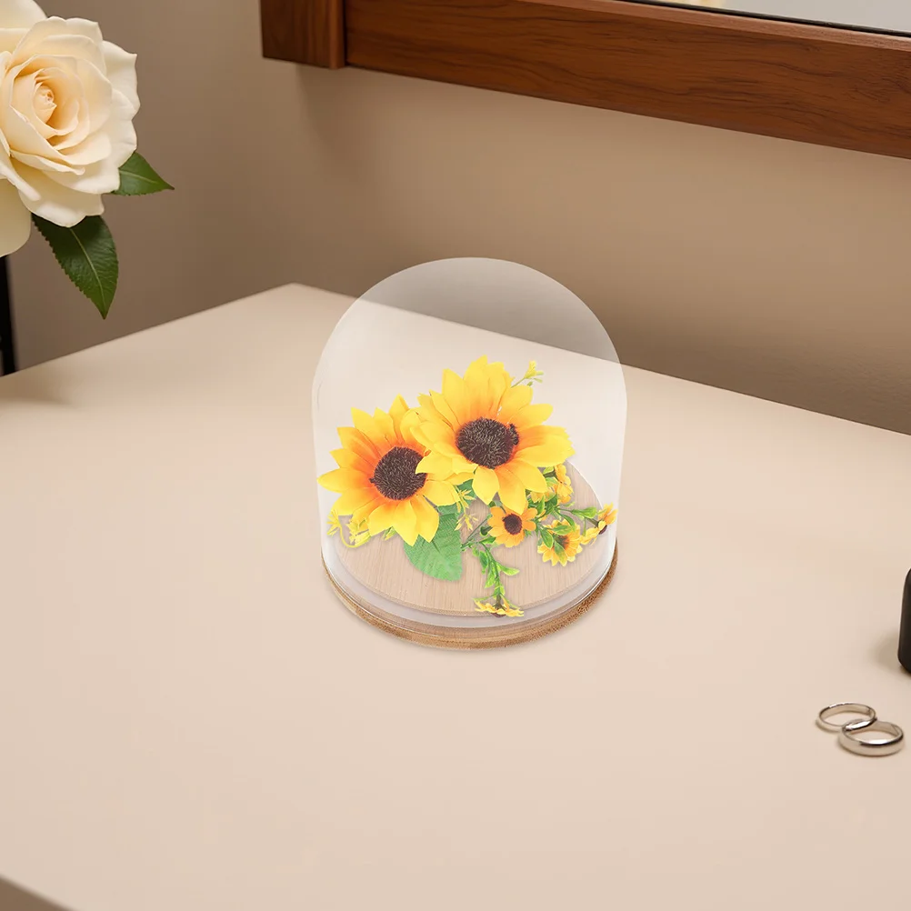 

Clear Glass Dome for Desserts and Eternal Flowers 5.89 Inch Display Cloche with Bamboo Lid Perfect Collectibles Showcase