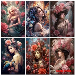 DIY Full Square/Round Diamond Painting Flower Woman And Leopard Home Decor Embroidery Mosaic Fantasy Girl Crystal Wall Art