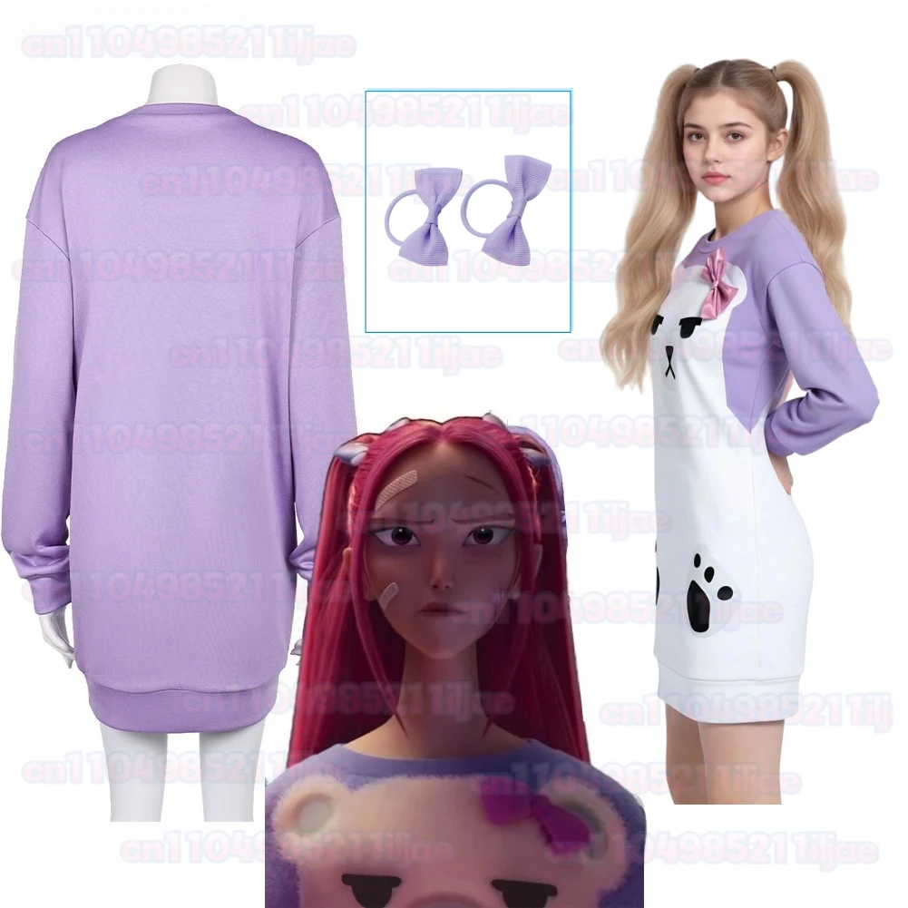 

Mira Purple Pajamas Fantasia Clothing Headband Hoodie Demon Cartoon Hunters Sleepwear Top Suit Halloween KPop Cosplay Costume