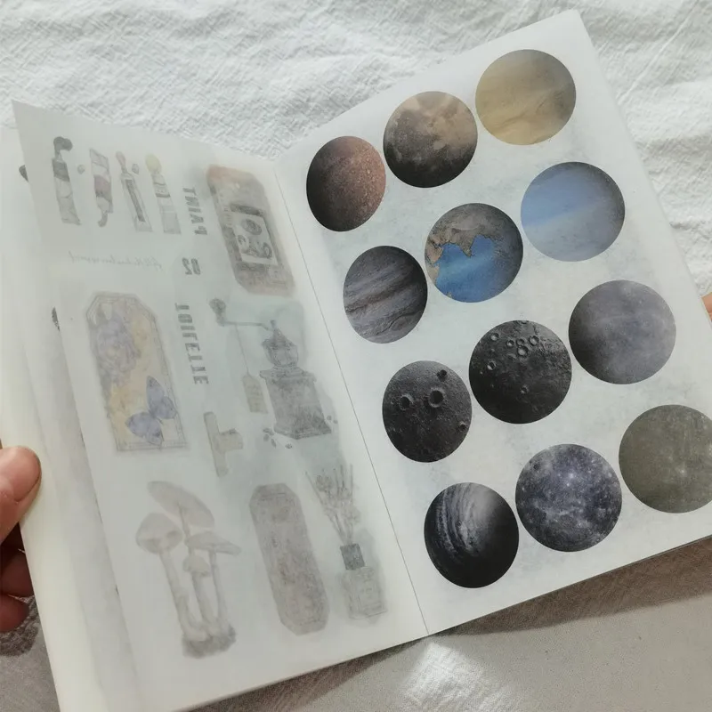 Vintage Galaxy Moon Material Paper Sticker Book Scrapbooking Journal Diary Collage Junk Journaling Decoration Retro Stationery