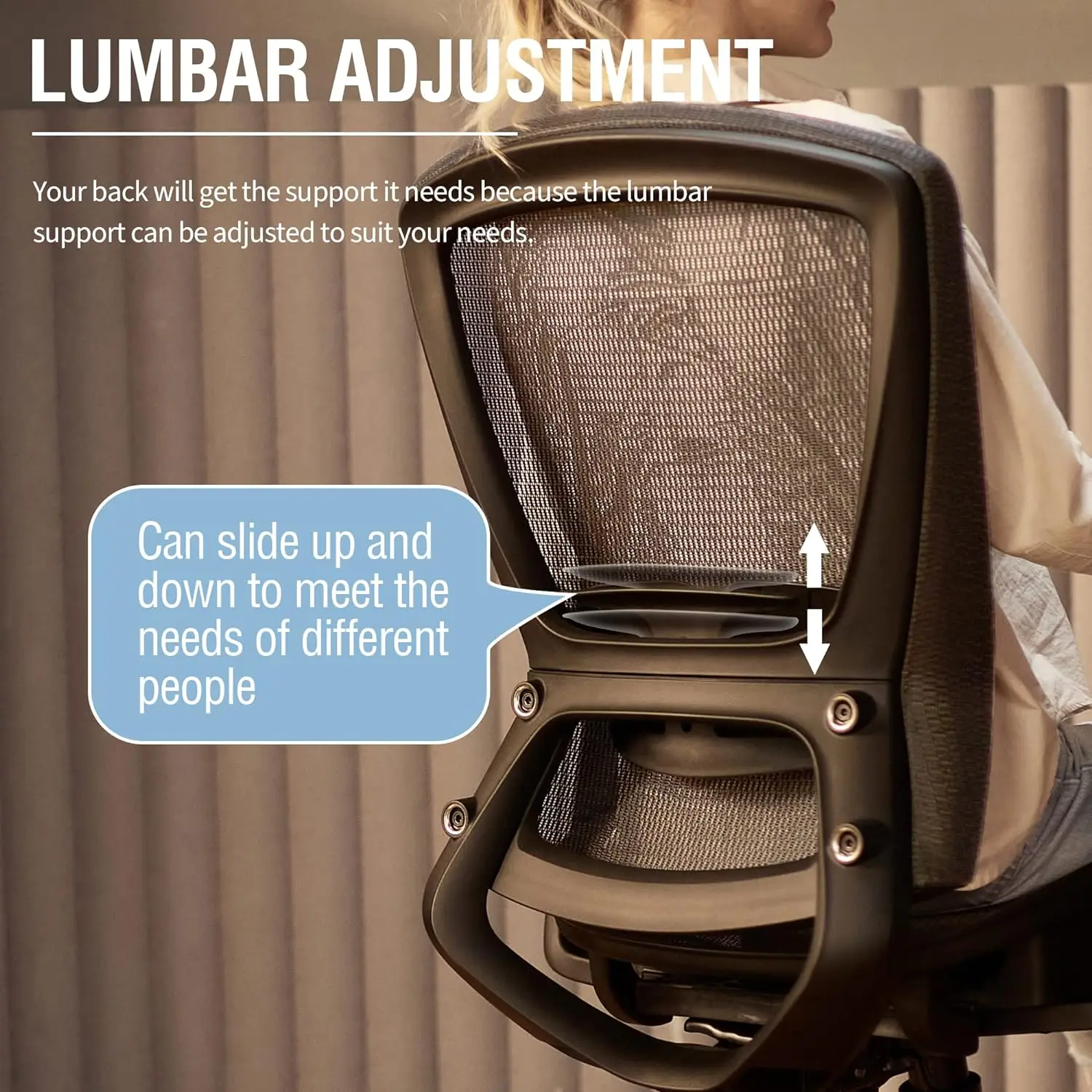 Ergonomic Mesh Office Chair, Computer Desk Chair,Sturdy Task Chair, Apoio lombar ajustável e braços, Tilt Function