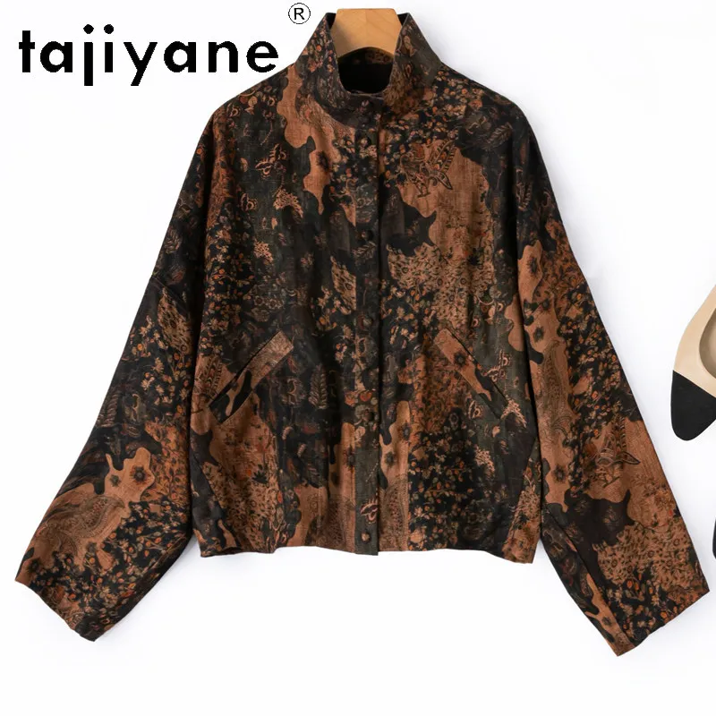 

TAJIYANE 100% Natural Mulberry Silk Women Jacket Stand Collar Short Jackets Xiangyun Sha Spring Tops Woman Clothes 2026 куртка