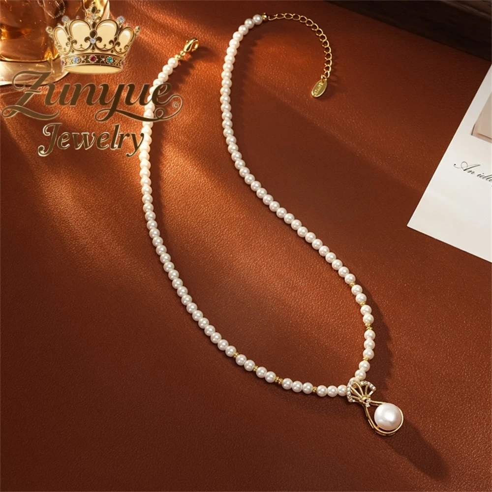 Lucky Bag Pendant, Pearl Necklace, Sweater Chain, Light Luxury And High-End, Niche Beaded Collarbone Chain Accessories Exquisite