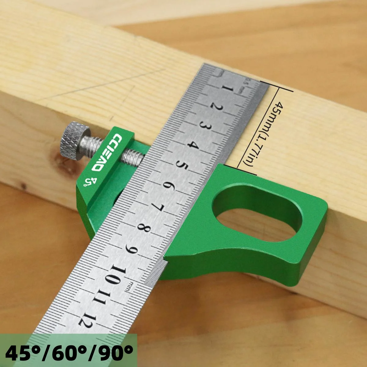 Steel Ruler Positioning Block Aluminum Alloy - 45/60/90 Degree Angle Scriber Line Marking Gauge for Ruler Locator Measuring Tool