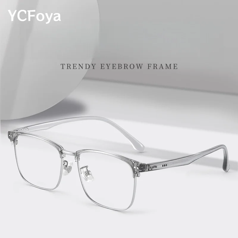 

YCFoya квадратные очки для чтения для женщин TR90 металлические анти-синие очки по рецепту оправа мужские очки большого размера 98530