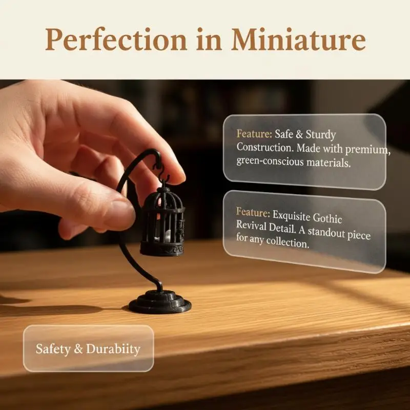 Portable Mini PLA Bird Cage Ornament Realistic Miniature Decor Small Doll House Accessory for Travel DIY Craft Home Decor