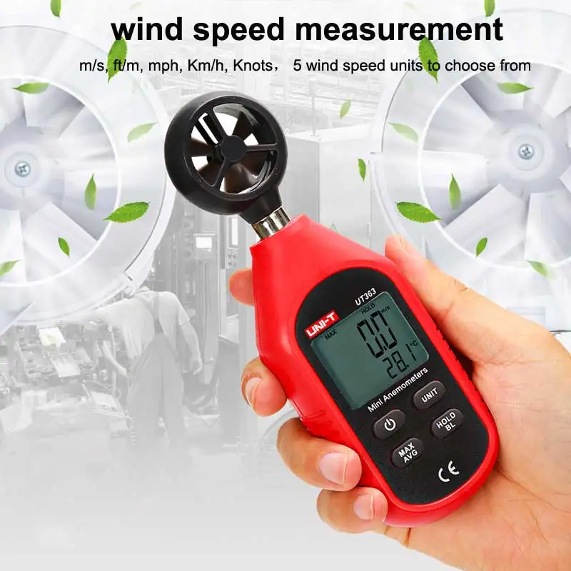 UNI-T UT363 Handheld Anemometer Digitale Windgeschwindigkeit Messung Temperatur Tester LCD Display Luftstrom Geschwindigkeit Wind Meter