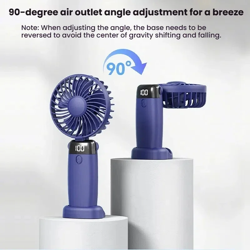 

Portable Mini Fan 5 Gears Wind Speed Rechargeable 90° Fold Cooling Handheld Electric Fan Student Dormitory Outdoor Small Fans