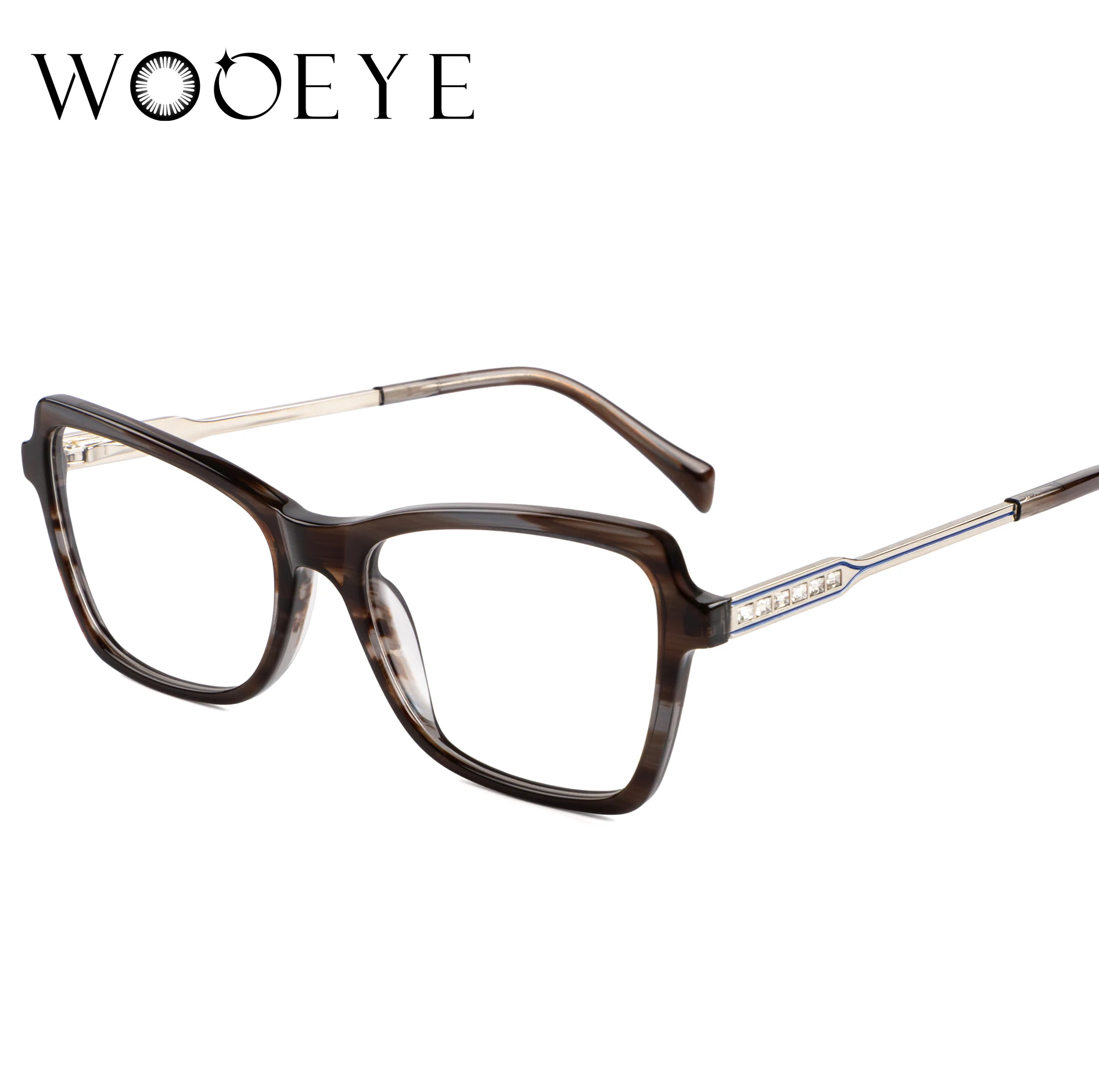 

2024 new Fashion asian vintage acetate square brown black frames for men high quality metal diamond fashion frames