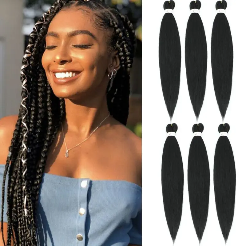 

Braiding Hair Pre Stretched for Women Hair Extensions Box Braids Soft Synthetic Knotless Yaki Texture Hot Water Setting Braid