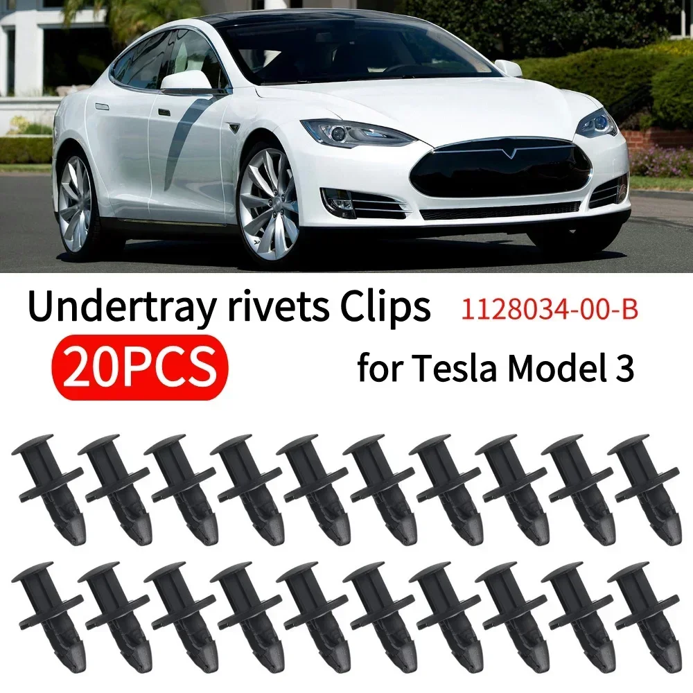 20PCS Undertray rivets Clips 1128034-00-B for Tesla Model 3 2017 Car Clips Undertray Rivets Push Pull Undertray Rivets Clips