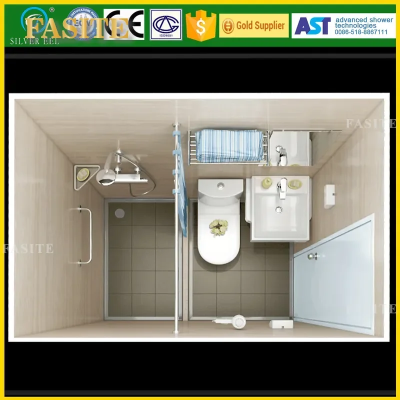 For SMC Base Integral Bathroom Shower Room Mobile Toilet Hotel Integrated Shower Cabin Waterproof Durable Compact Design