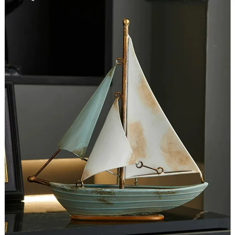 Retro Creative Sailing Boat Model Decoration, Living Room TV Cabinet, Wine Cabinet, Office Light Luxury High-end Decoration Gift