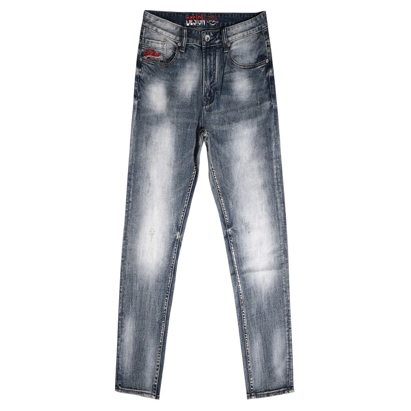 Italian Style Fashion Men Jeans Retro Blue Elastic Slim Fit Ripped Jeans Men Trousers High Quality Vintage Designer Pants Hombre