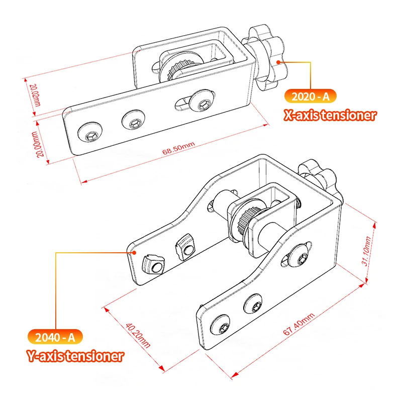 2020 X Axis V-Slot Profile 2040 Y Axis Synchronous Belt Stretch Belt Tensioner 3D Printer Parts For Ender 3 CR-10S DIY Printer